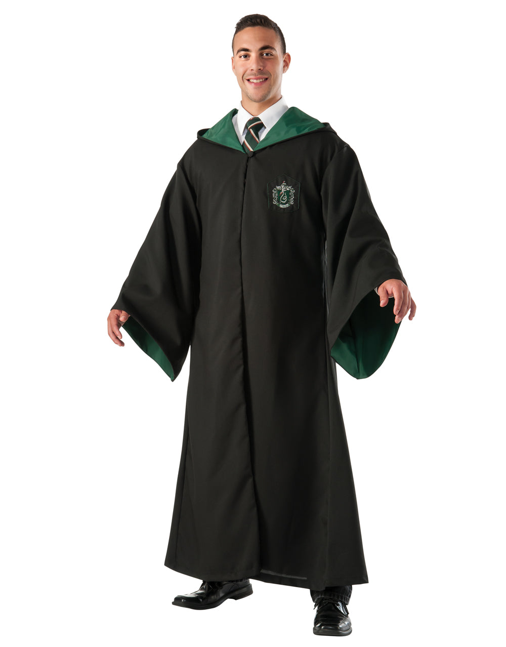 Harry Potter Slytherin hooded robe costume for adults.