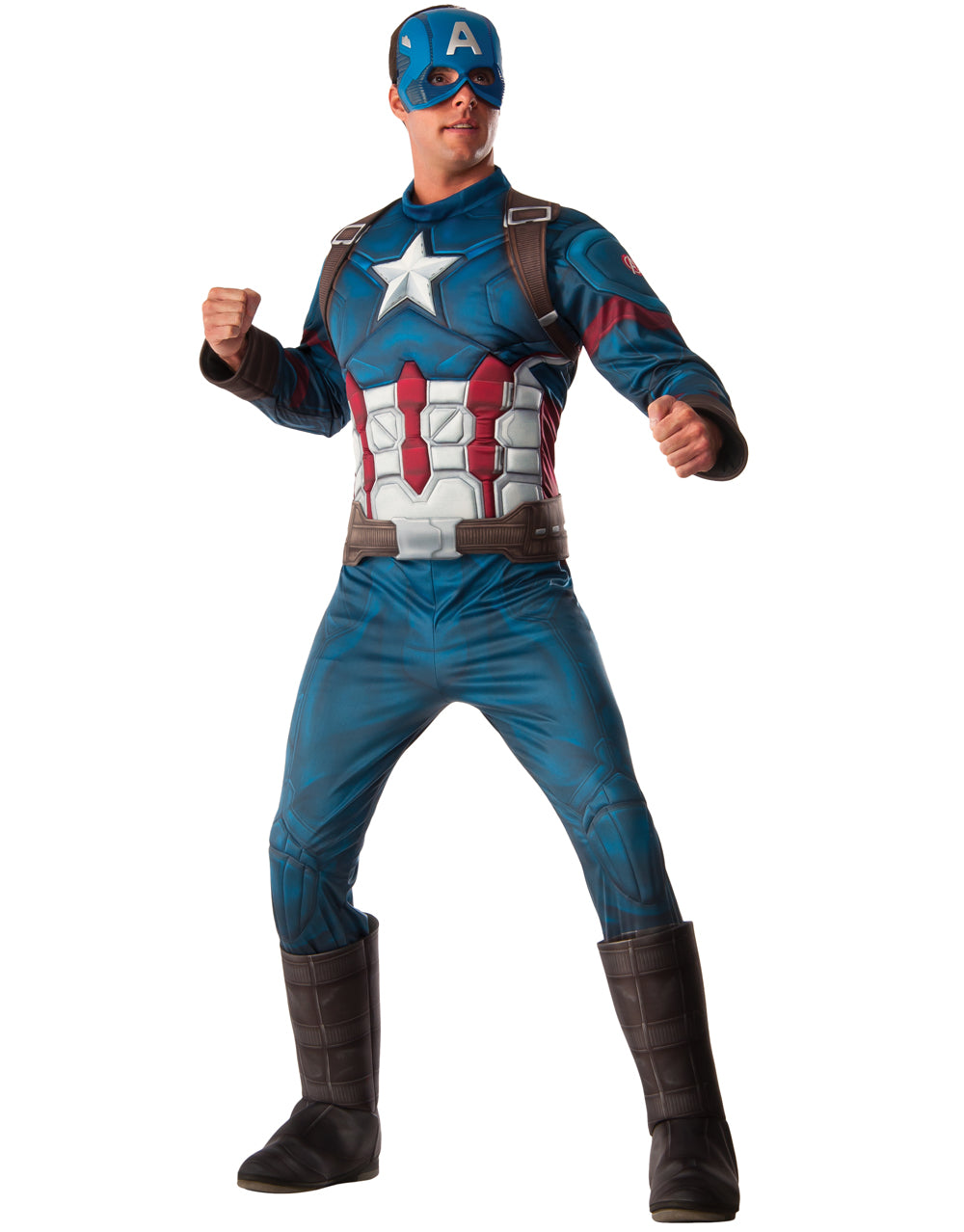 Captain America Civil War deluxe padded jumpsuit costume for adults.