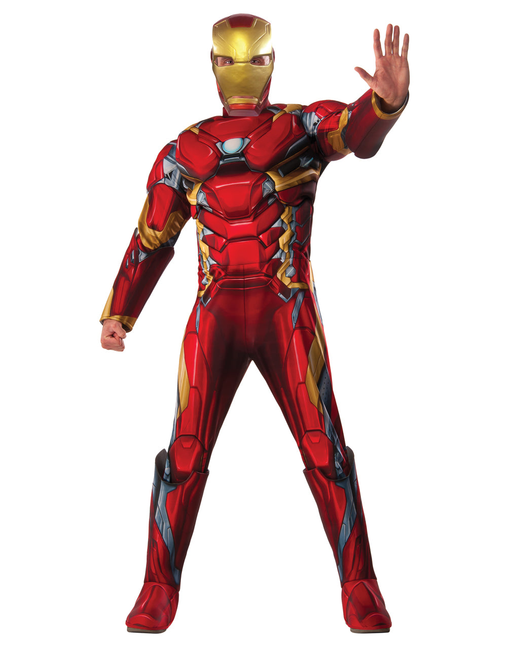 Captain America Civil War Iron Man deluxe padded jumpsuit costume for adults.