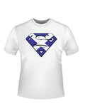 Superman Scottish flag graphic on a white adult t-shirt.