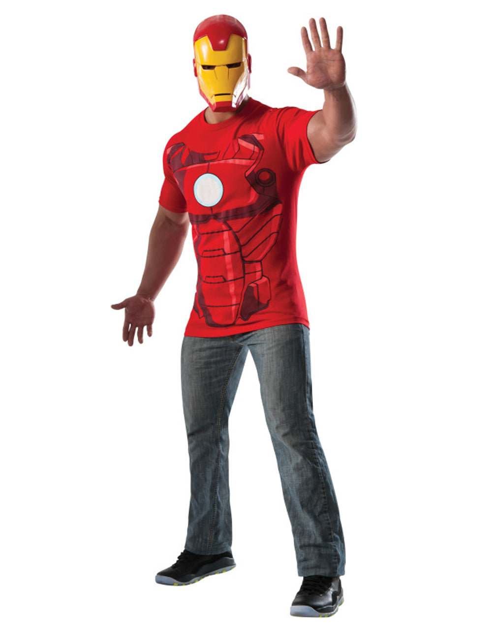 Marvel Comics Iron Man shirt and mask costume for adults.