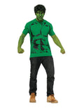 Marvel Comics Hulk shirt and wig costume for adults.