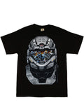 Halo noble six reflection graphic on a black adult t-shirt.