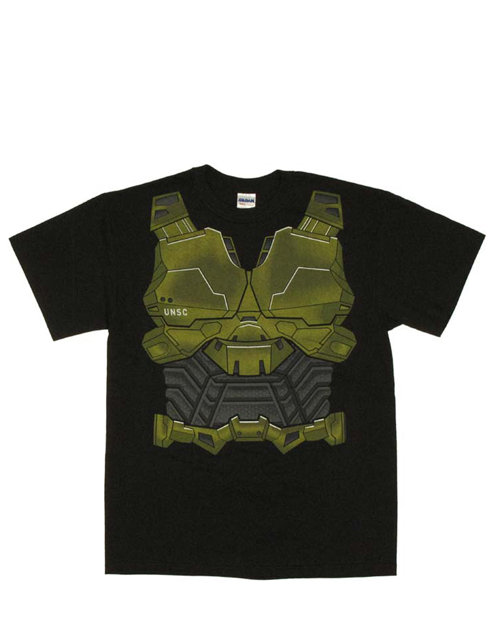 Halo Spartan graphic on a black adult t-shirt.
