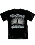 Army of Darkness Ash hail to the king graphic on a black adult t-shirt.