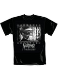 A Nightmare on Elm Street film still graphic on a black adult t-shirt.