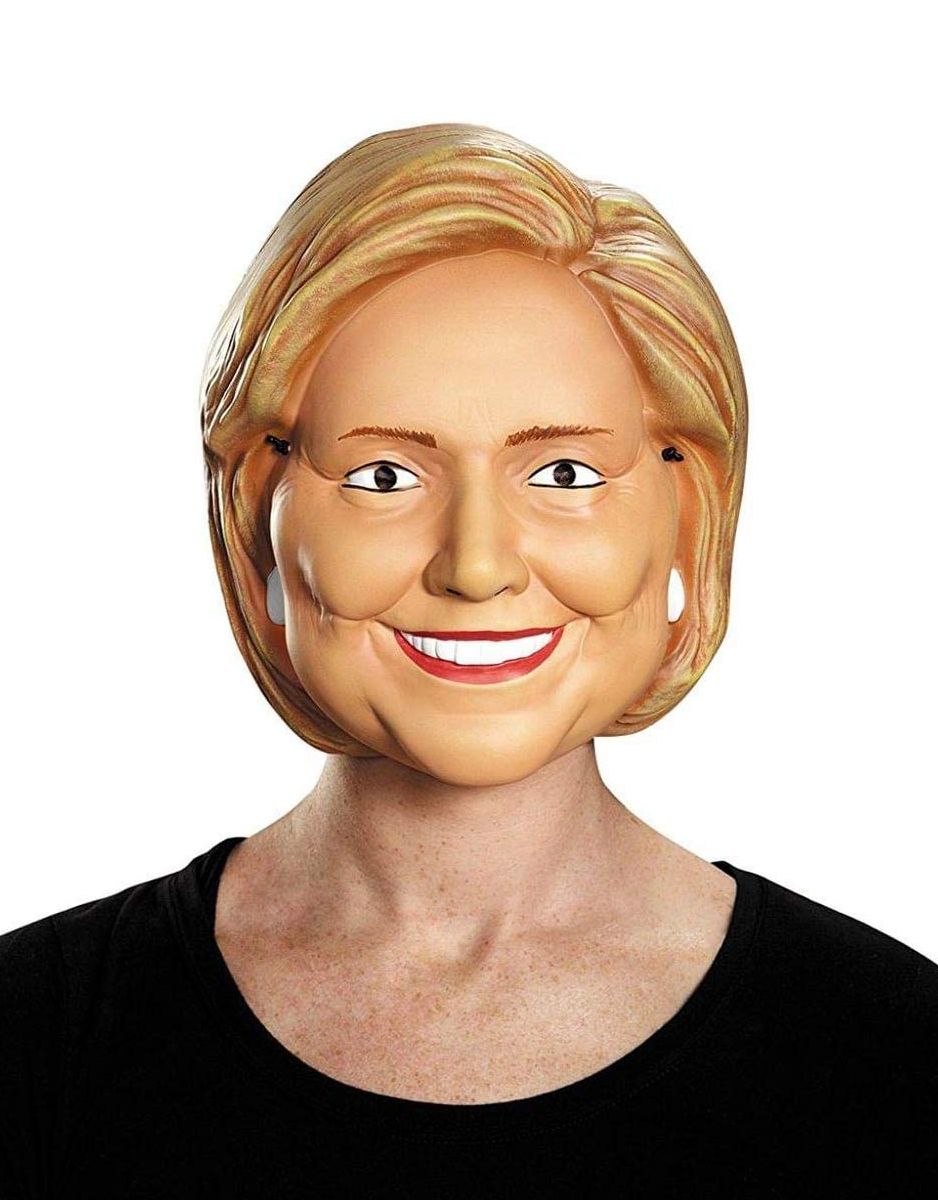Hillary Clinton vacuform half mask costume accessory for adults.