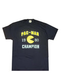 Champion graphic on a blue adult t-shirt.