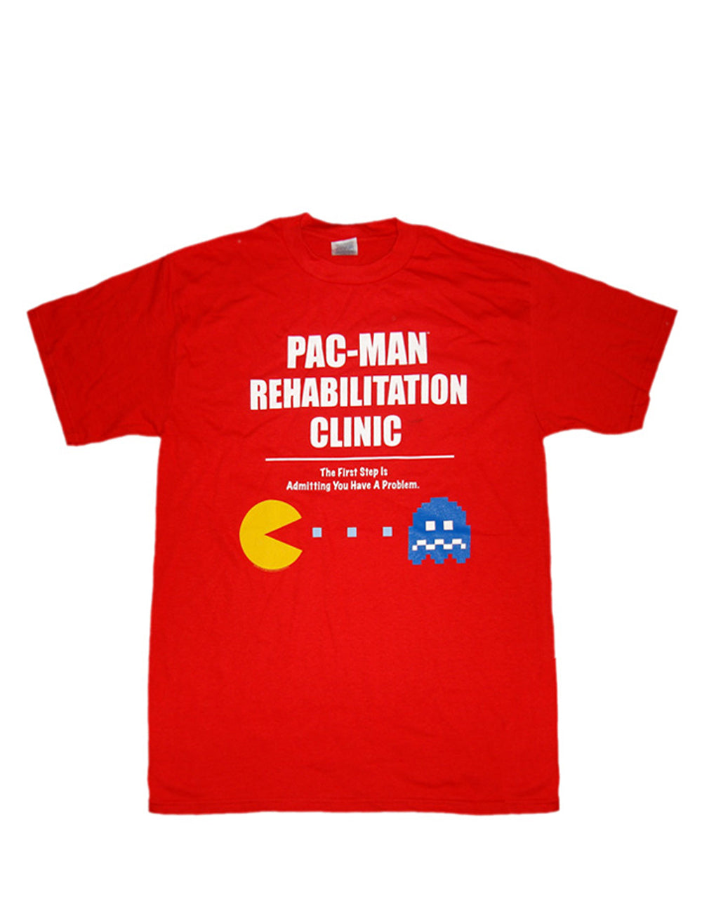 Rehab graphic on a red adult t-shirt.