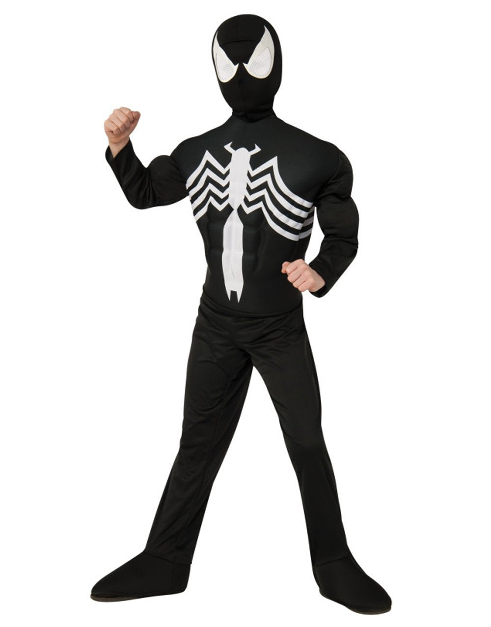 Ultimate Spider-Man black suit deluxe muscle chest costume for kids.