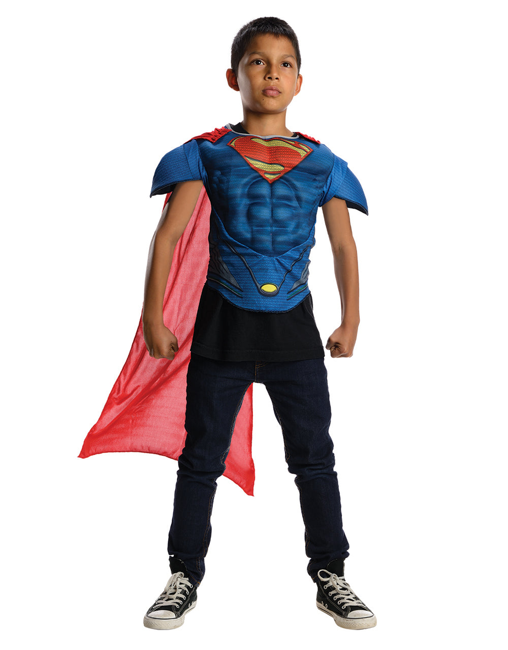 DC Comics Man of Steel Superman padded costume shirt for kids.