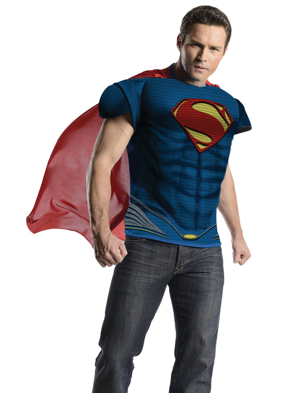 DC Comics Man of Steel Superman padded costume shirt for adults.