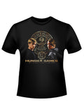 The Hunger Games District 12 version 2 graphic on a black adult t-shirt.