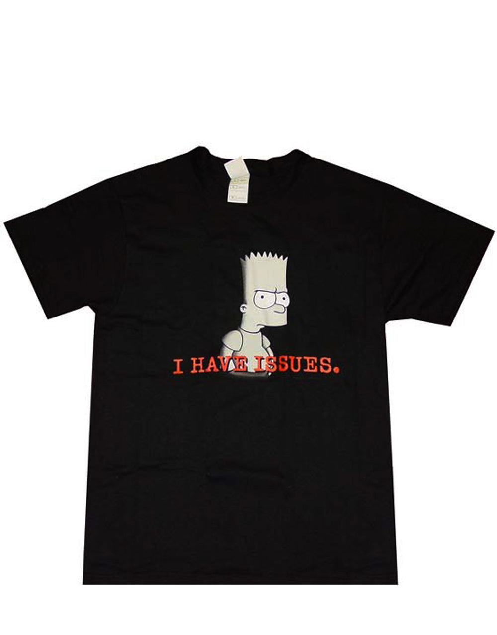 Bart Simpson I have issues graphic on a black adult t-shirt.