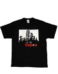 Simpsons mobsters graphic on a black adult t-shirt.