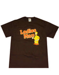 Homer ladies man graphic on a brown adult t-shirt.