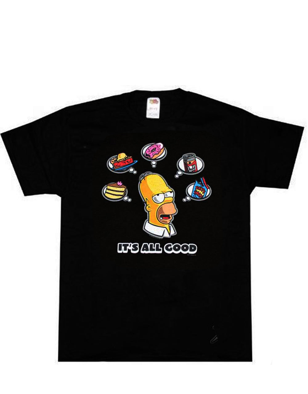 Homer all good graphic on a black adult t-shirt.