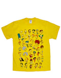 Simpsons heads graphic on a yellow adult t-shirt.