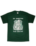 Homer donuts graphic on a green adult t-shirt.