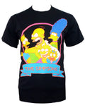 Simpsons family fight graphic on a black adult t-shirt.