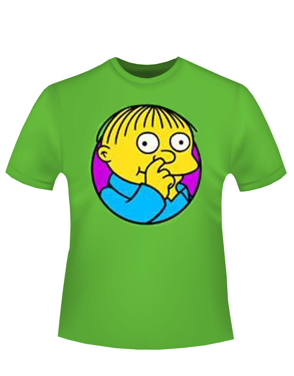 Ralph nose picker graphic on a green adult t-shirt.