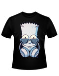 Bart wide awake graphic on a black adult t-shirt.