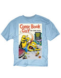 Comic Book Guy cover graphic on a blue adult t-shirt.