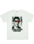 Tony Montana south beach graphic on a white adult t-shirt.