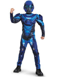 Halo blue Spartan classic muscle costume for kids.