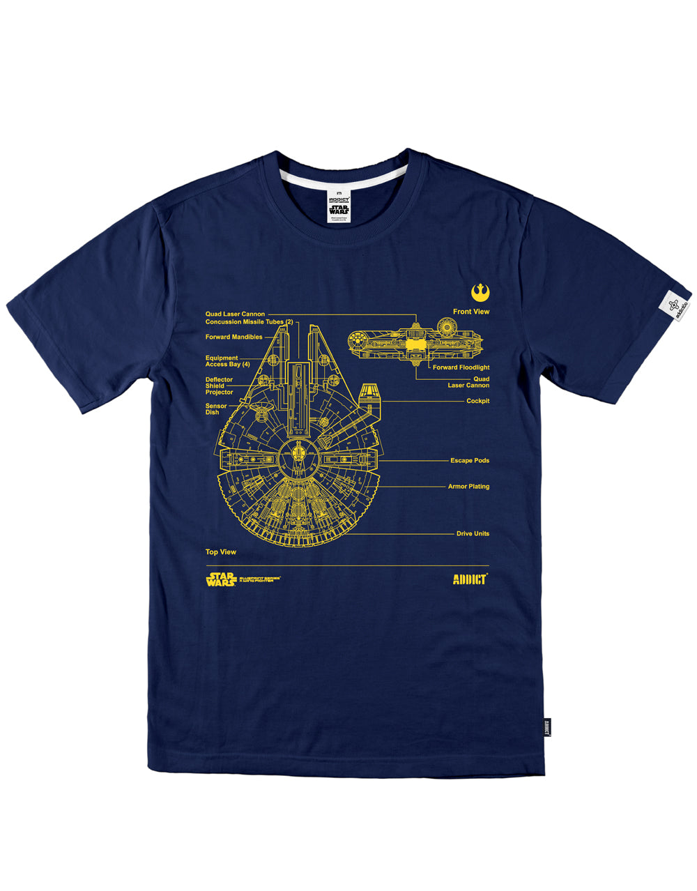 Official Star Wars Millennium Falcon navy blue T-shirt - licensed apparel