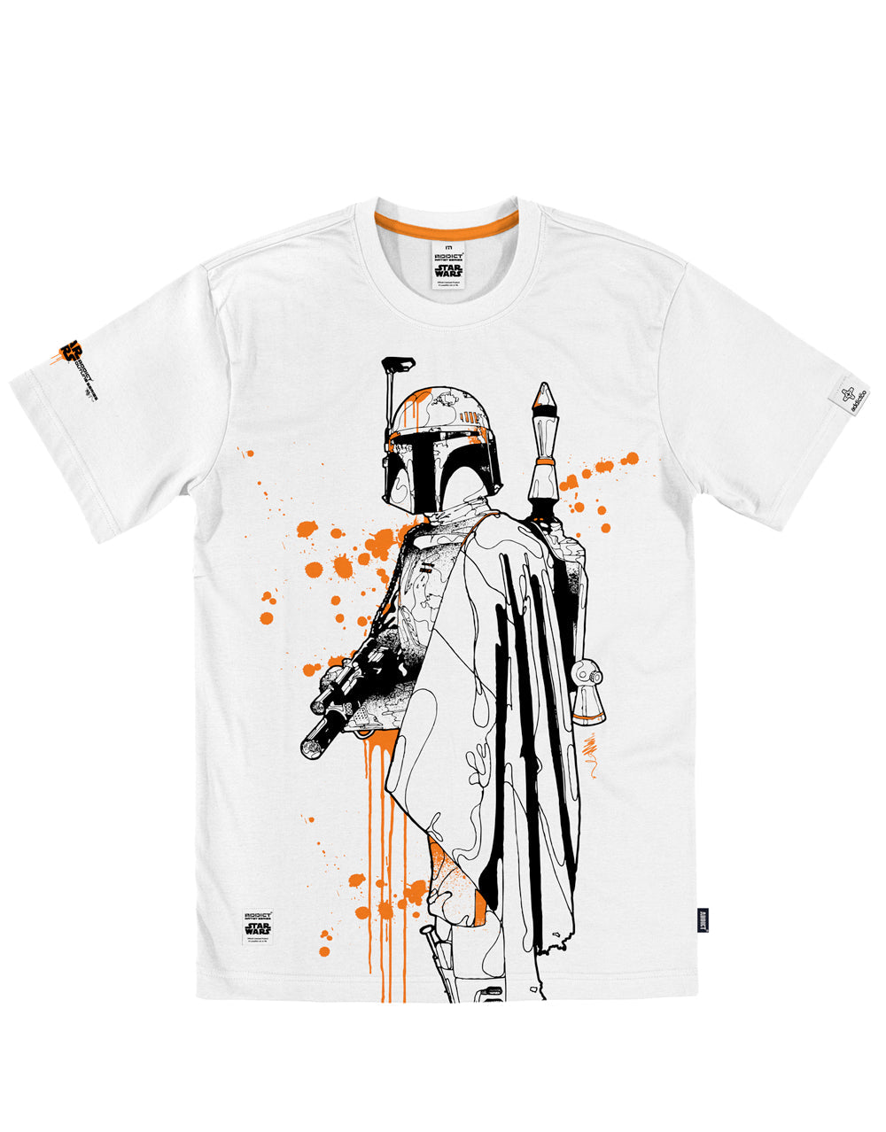 Official Star Wars Boba Fett outline white T-shirt - licensed apparel