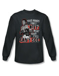 Muhammad Ali can't hit graphic on a charcoal grey adult long sleeve top.