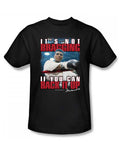 Muhammad Ali not bragging graphic on a black adult t-shirt.