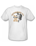 Muhammad Ali your eyes can't see graphic on a white adult t-shirt.