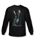 Muhammad Ali raised fists graphic on a black adult long sleeve top.