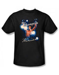 Muhammad Ali be a champion graphic on a black adult t-shirt.