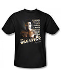 Muhammad Ali convince the world graphic on a black adult t-shirt.