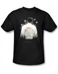 Muhammad Ali facing the world graphic on a black adult t-shirt.