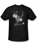 Muhammad Ali always champion graphic on a black adult t-shirt.