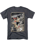 Muhammad Ali show graphic on a charcoal grey adult t-shirt.