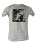 Muhammad Ali sign graphic on a heathered grey adult t-shirt.
