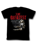 Muhammad Ali great graphic on a black adult t-shirt.