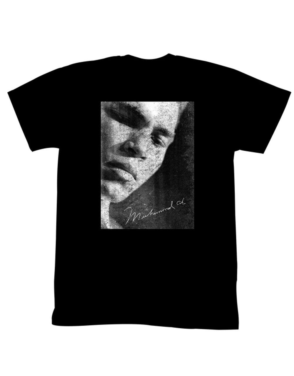 Muhammad Ali remember graphic on a black adult t-shirt.