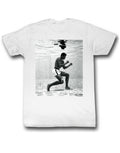 Muhammad Ali underwater hitter graphic on a white adult t-shirt.