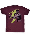 Muhammad Ali punch heathered graphic on a heathered maroon adult t-shirt.