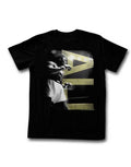 Muhammad Ali side graphic on a black adult t-shirt.