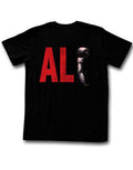 Muhammad Ali arm graphic on a black adult t-shirt.