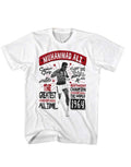 Muhammad Ali 1964 graphic on a white adult t-shirt.