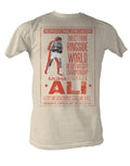 Muhammad Ali poster graphic on a french vanilla adult t-shirt.