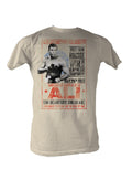 Muhammad Ali ring side graphic on a french vanilla adult t-shirt.
